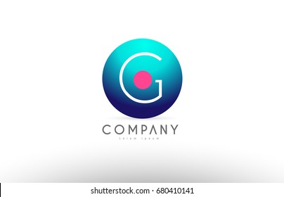 G alphabet logo 3d blue sphere letter blue pink vector creative company icon design template modern