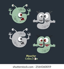G and g, Alphabet Monster Collection with Fun and Spooky Cartoon Letters