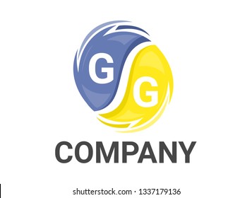 g alphabet text type initial iconic logo design illustration in twister swirl wind spiral rotation like black hole in colorful color