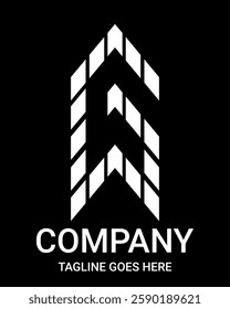 'G' alphabet uppercase arrow style. Suitable for t-shirt, gamer, basketball, sports, baseball, rugby, tennis, motorsport, sports car, bicycle, construction, etc. Logo shape with Building Arrow Style.