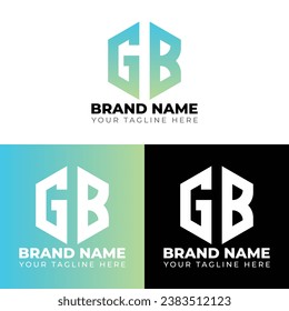 G B Double Letters Polygon Logo, Two letters G B logo design, Minimalist creative vector logo design template