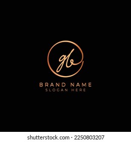 G, B, GB Initial letter handwritten and signature vector logo. Business template in round shape line art