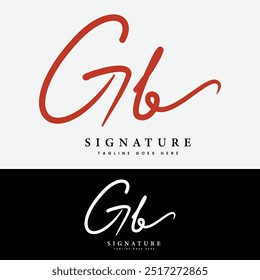G, B, GB Initial letter logo. Alphabet GB Handwritten Signature logo