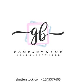 G B Initial handwriting logo vector
