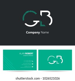 G & B stroke letter logo with business card template