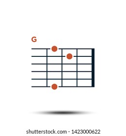 G, Basic Guitar Chord Chart Icon Vector Template