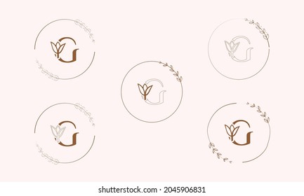 G  Beauty vector initial logo, handwriting logo of initial signature, wedding, fashion, jewelry, boutique, floral and botanical with the creative template for any company or business.