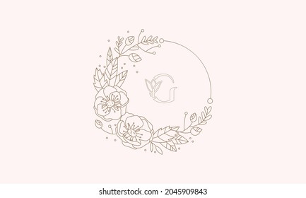 G Beauty vector initial logo, handwriting logo of initial signature, wedding, fashion, jewelry, boutique, floral and botanical with a creative template for any company or business. 