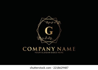 G Beauty vector initial logo, handwriting logo of initial signature, wedding, fashion, jewerly, boutique, floral and botanical with creative template for any company or business.typography, font, iso