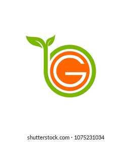 Diseño del logotipo de G BG con hoja verde