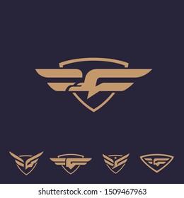 G bird as Gryphon logo set. letter based, bird theme vector. Simple modern and Unique symbols