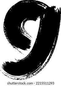 g - Black handwritten letters on white background. vector Acrylic black colors. Acrylic colors. black letters paint brushes, g - Ink letters isolated over the white background