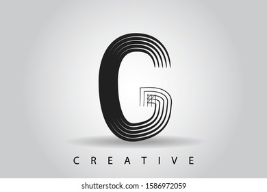 G black modern creative letter. Uppercase letter for icon, logo, label, cover, hair style, beauty business, company name, cosmetics or web page graphic design resource.