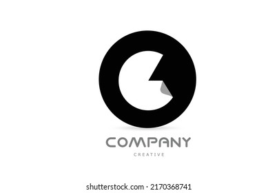 G black and white geometric alphabet letter logo icon design with folded corner. Template design for business or company with circle. Vector element for identity. Logotype or emblem