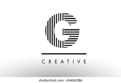 G Black and White Letter Logo Design with Vertical and Horizontal Lines.