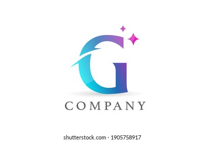 G blue pink gradient alphabet letter logo for business and company. Creative lettering and corporate identity. Branding design