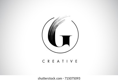 G Brush Stroke Letter Logo Design. Black Paint Logo Leters Icon with Elegant Circle Vector Design.