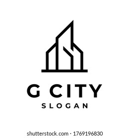 G building logo vector real estate modern simple combinations clean designs with flat color and white background