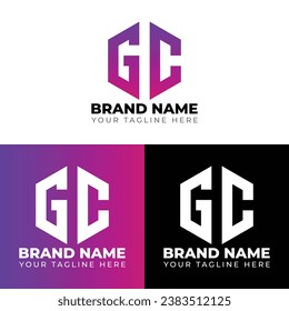 G C Double Letters Polygon Logo, Two letters G C logo design, Minimalist creative vector logo design template