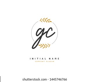 G C GC Beauty vector initial logo, handwriting logo of initial signature, wedding, fashion, jewerly, boutique, floral and botanical with creative template for any company or business.
