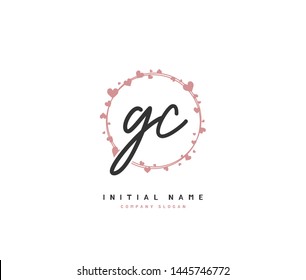 G C GC Beauty vector initial logo, handwriting logo of initial signature, wedding, fashion, jewerly, boutique, floral and botanical with creative template for any company or business.
