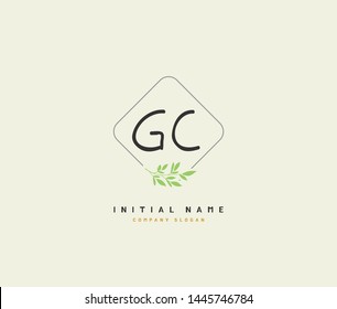 G C GC Beauty vector initial logo, handwriting logo of initial signature, wedding, fashion, jewerly, boutique, floral and botanical with creative template for any company or business.
