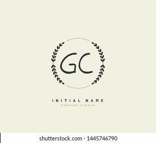G C GC Beauty vector initial logo, handwriting logo of initial signature, wedding, fashion, jewerly, boutique, floral and botanical with creative template for any company or business.
