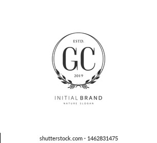 G C GC Beauty vector initial logo, handwriting logo of initial signature, wedding, fashion, jewerly, boutique, floral and botanical with creative template for any company or business.