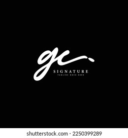 G, C, GC Initial letter handwriting and signature vector logo