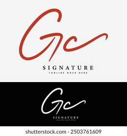 G, C, GC Initial letter logo. Alphabet GC Handwritten Signature logo
