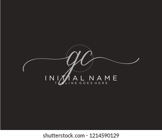 G C Initial handwriting logo vector