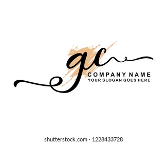G C Initial Handwriting Logo Template