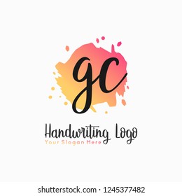 G C Initial handwriting logo vector