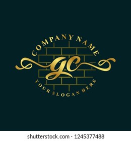 G C Initial handwriting logo vector