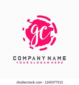 G C Initial handwriting logo vector