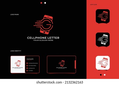 Letra inicial G C con logotipo de teléfono móvil