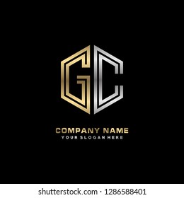 G C initial letter, modern logo design template vector