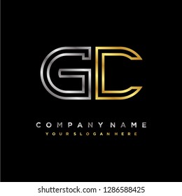G C initial letter, modern logo design template vector