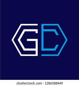G C initial letter, modern logo design template vector