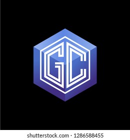 G C initial letter, modern logo design template vector