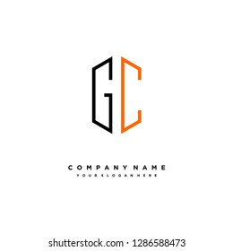 G C initial letter, modern logo design template vector