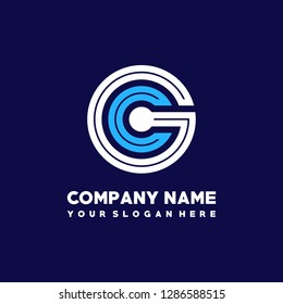 G C initial letter, modern logo design template vector