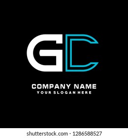 G C initial letter, modern logo design template vector