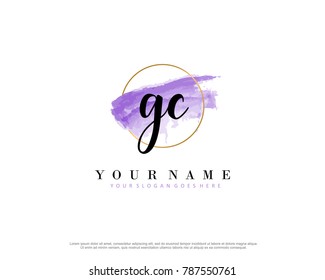 G C Initial Water Color Logo Template Vector