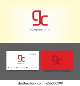 G C joint logo letter symbol with business card template