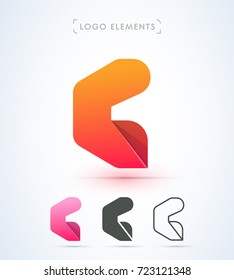 G or C letter vector logo. Material design, flat, line art style