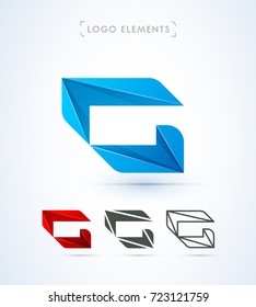 G or C letter vector logo. Material design, flat, line art style