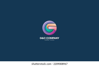 G and C monogram idea. Vector logo creation circle letter. Modern abstract illustration template