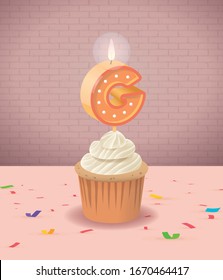 G - Candle Alphabet and Delicious Birthday Cupcake.