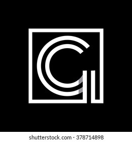 G capital letter enclosed in a square. . Overlapping with shadows monogram, logo, emblem. Trendy design. 